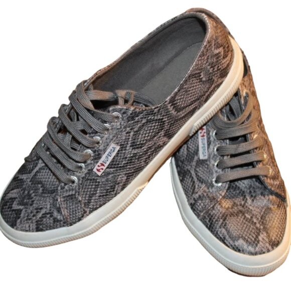 Superga Fantasia Grey Snake Print Womens Sneakers 8.5 New - Picture 3 of 11